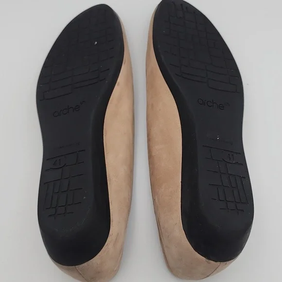 ARCHE Onyri ballerinas -  Tan Nubuck Ballet Flat/Low Wedge Heel, Size 41 - Picture 4 of 7